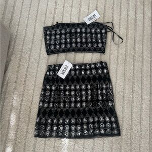 NWT 12th Tribe Black Sequin Mini Set for Night Out - Sz Medium
